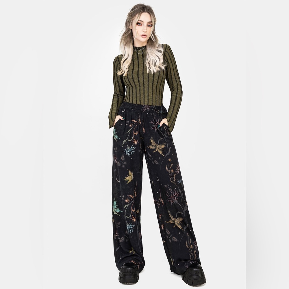 Disturbia Rosanella Floral Print Straight Leg Trousers US 10 / UK 14